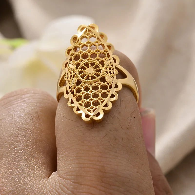Rings for Women Gold Color Fashion Jewelry Rings Woman Girl,Wholesale Arab Jewelry Symbol of Wealth