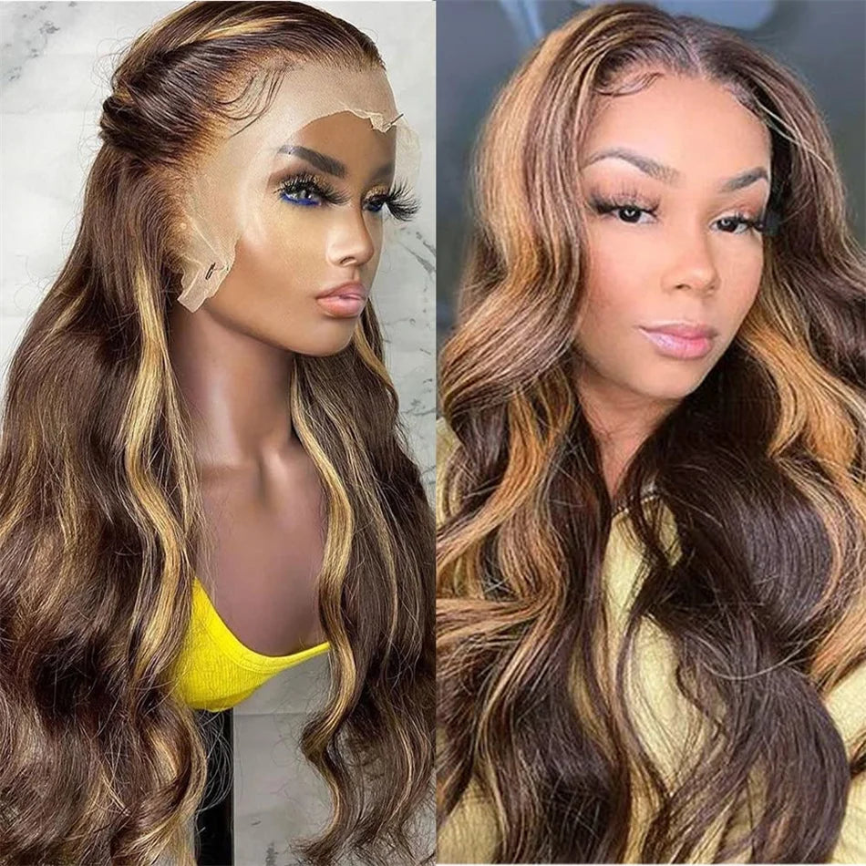 Highlight Wig Human Hair 13x4 Lace Frontal Wig Colored Human Hair Wigs For Women 30 Inch Honey Blonde Body Wave Lace Front Wig
