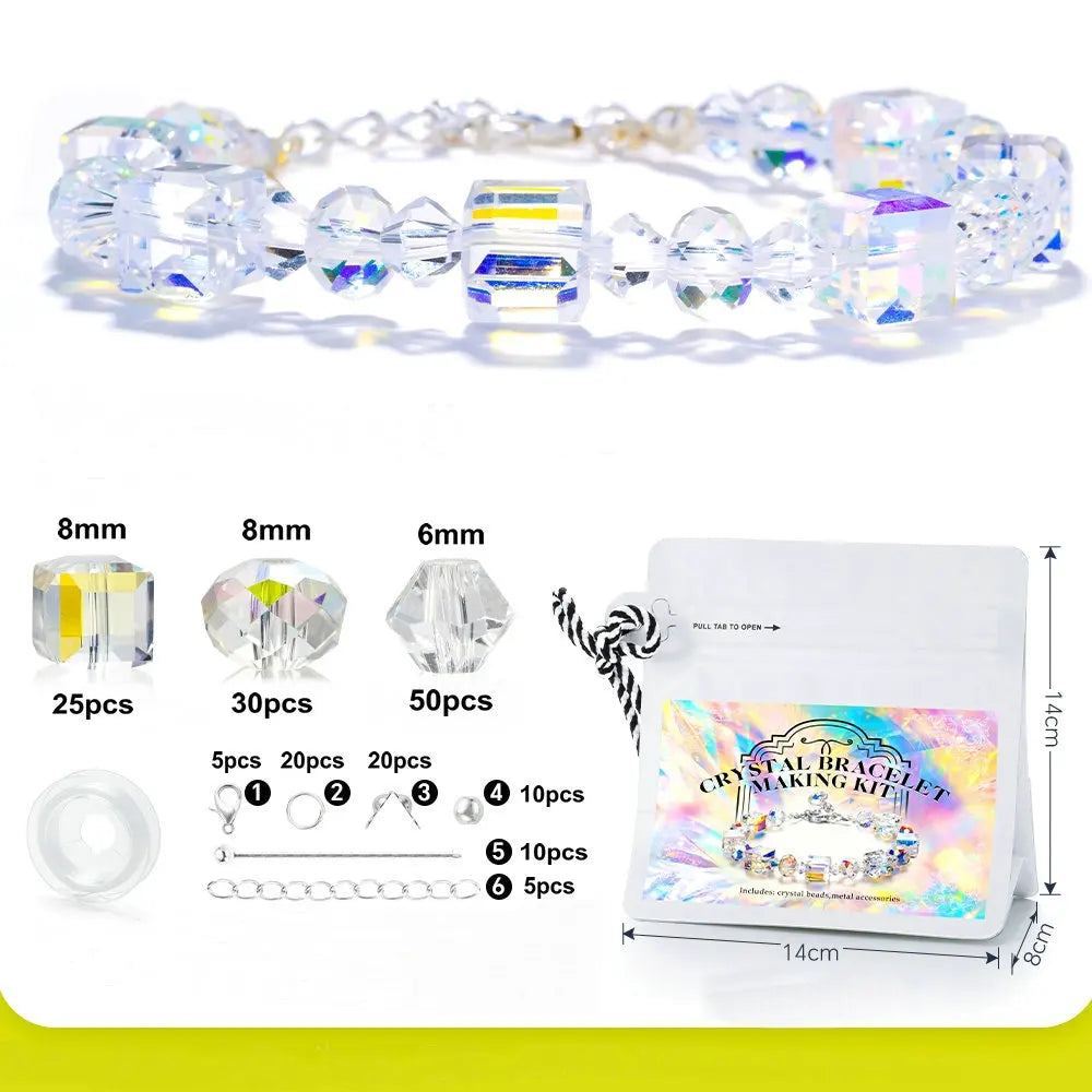 Crystals Beads Kit AB Color Bracelet Making Kit Glass Cube Sparkle Butterfly Beads for Jewelry Making Necklaces DIY Crafts