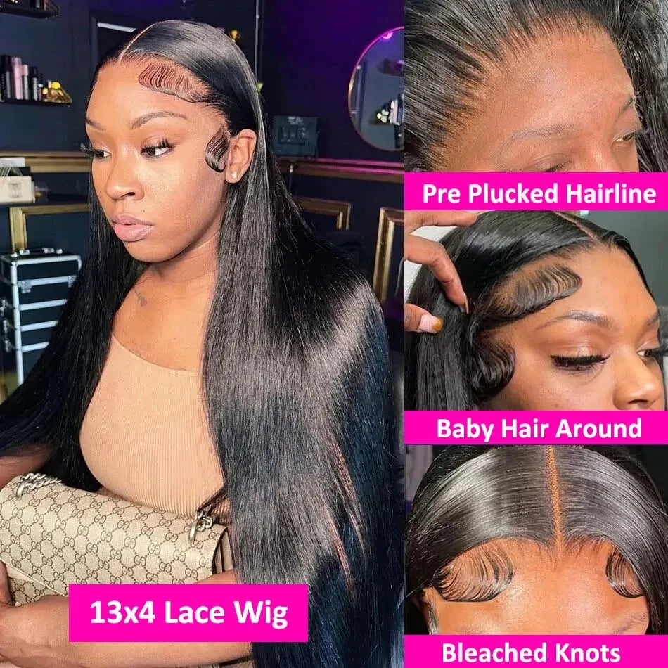 Glueless Bone Straight 4X4 Hd Lace Frontal Wig 13X6 13X4 Black Lace Front Wig Human Hair 5x5 Natural Brazilian Transparent Wigs