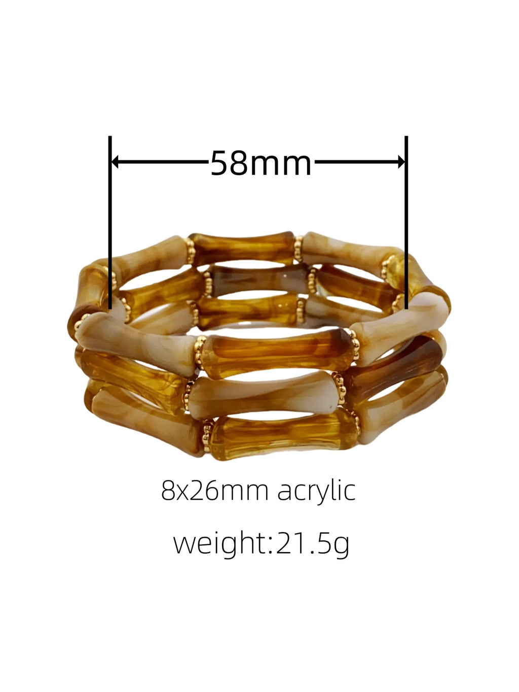 3pcs Acrylic Beaded Elastic Bracelet with Colorful Bamboos for Women's Daily Wear bracelet for women