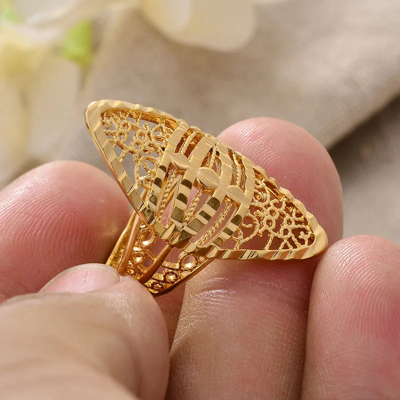 Rings for Women Gold Color Fashion Jewelry Rings Woman Girl,Wholesale Arab Jewelry Symbol of Wealth