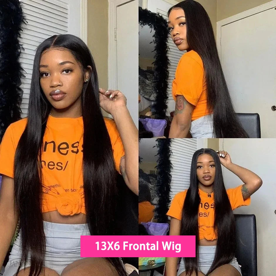 HD Transparent 100% Human 30 Inch Bone Straight 13x4 HD Lace Frontal Wig Human Hair Pre Plucked 4x4 Transparent HD Lace Front