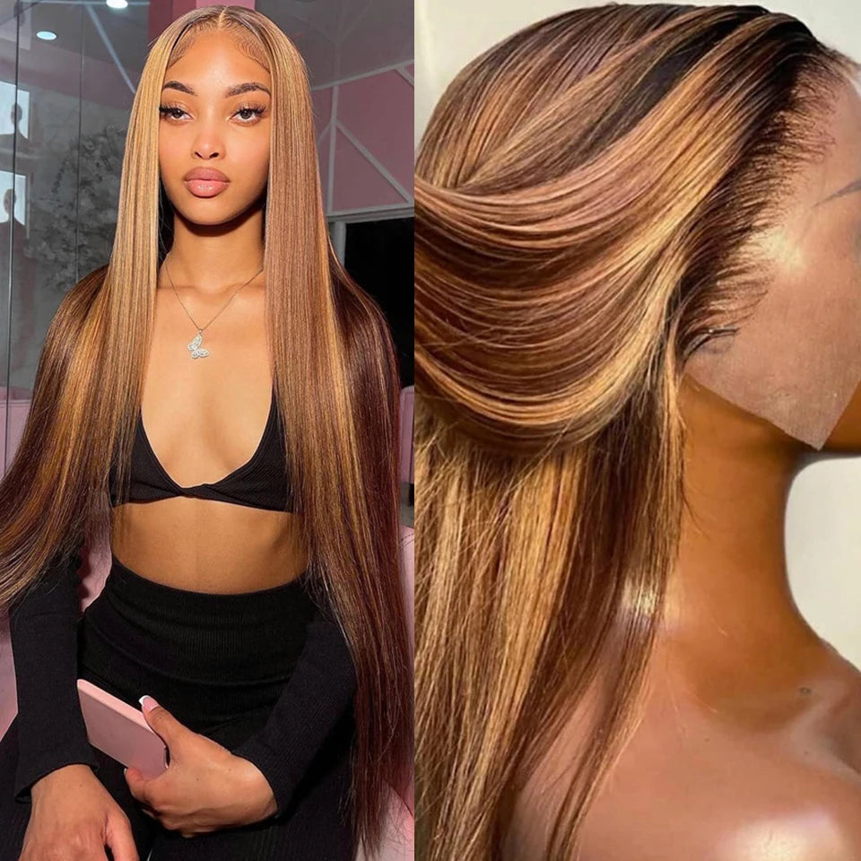 Highlight Wig Human Hair 13x4 13x6 Hd Lace Frontal Wig Ombre Honey Blonde 360 Straight Hd Lace Front Human Hair Wigs For Women