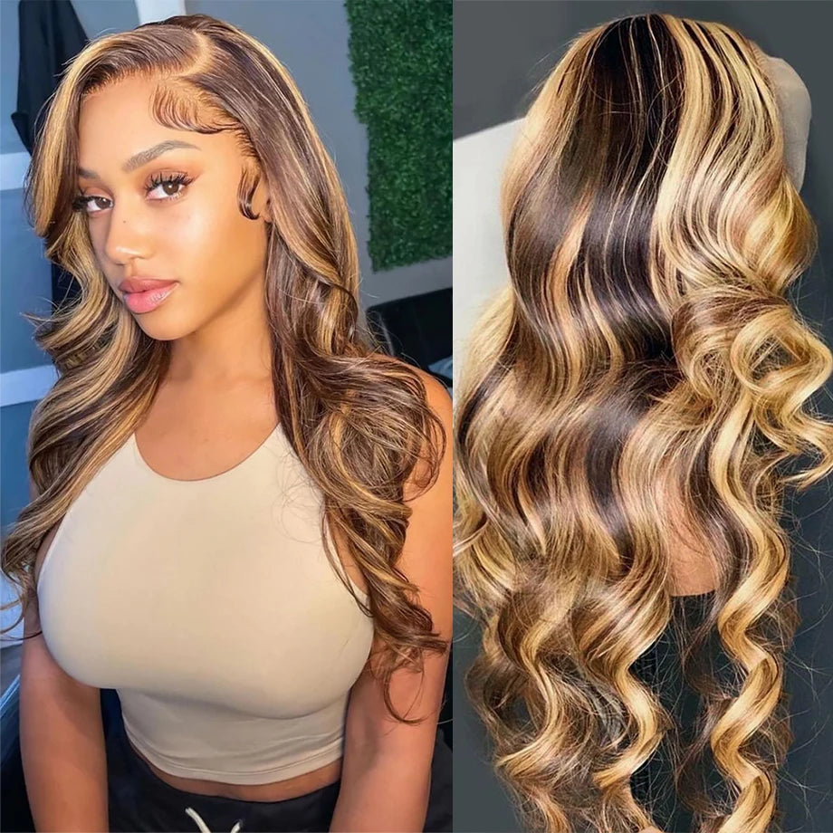 Highlight Wig Human Hair 13x4 Hd Lace Frontal Wig 30 40 Inch Brazilian Hair Wigs For Women Honey Blonde Body Wave Lace Front Wig