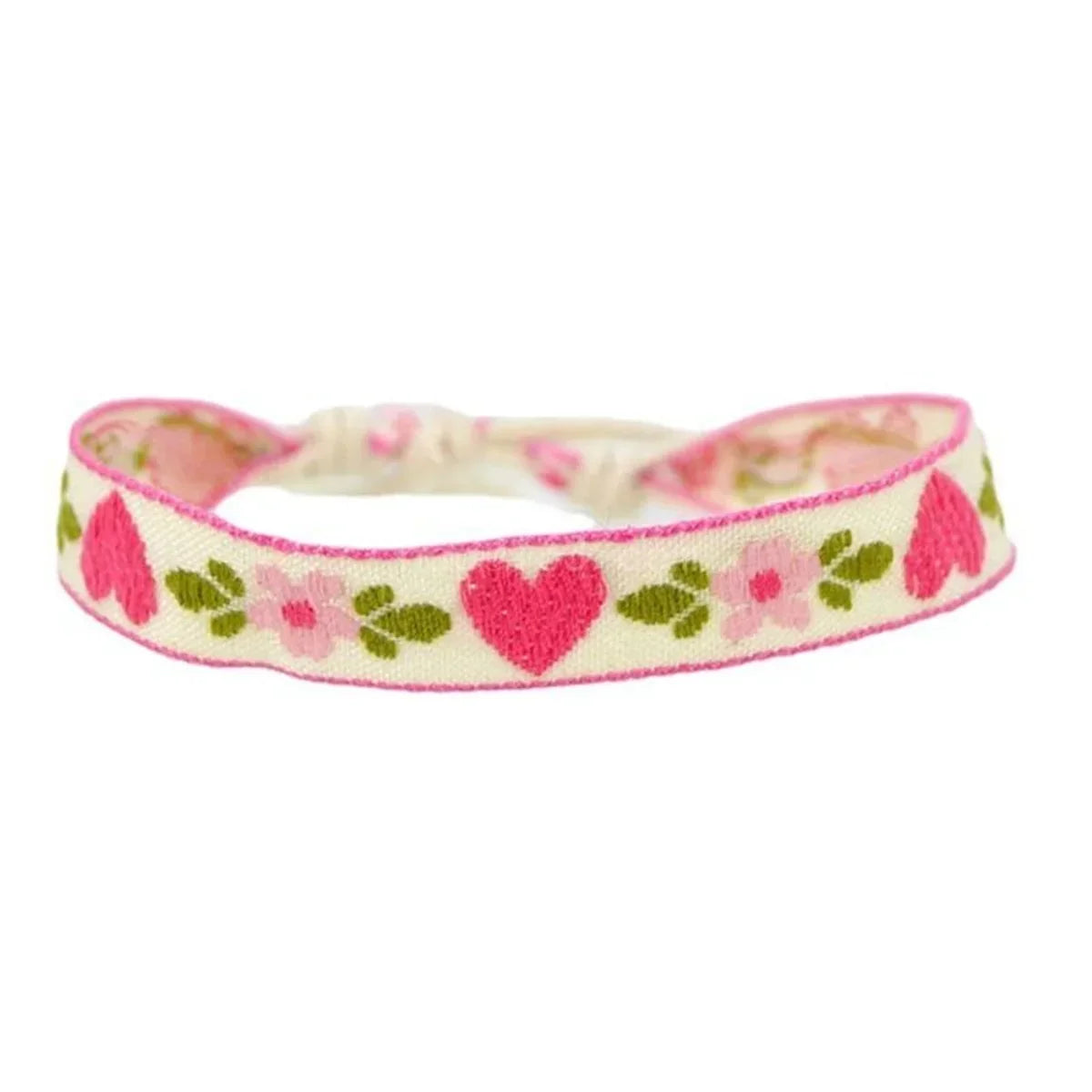 1pcs Boho Strawberry Flower Embroidered Bracelet for Kids Handmade Braided Bracelet