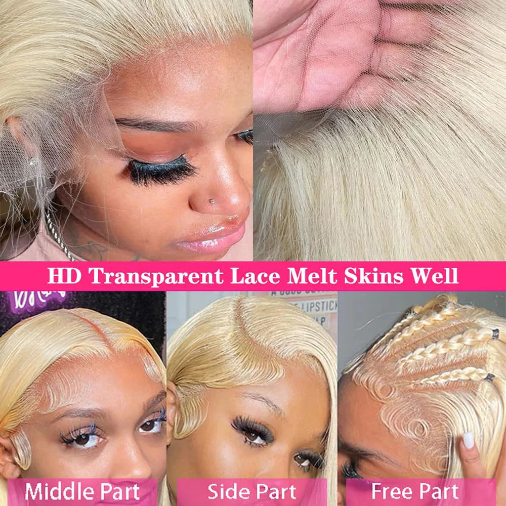 13x6 Straight Lace Front Wig 613 Blonde Straight Hair Wig 13x4 HD Transparent Lace Wigs For Women 100% Human Hair 16Inch-36Inch