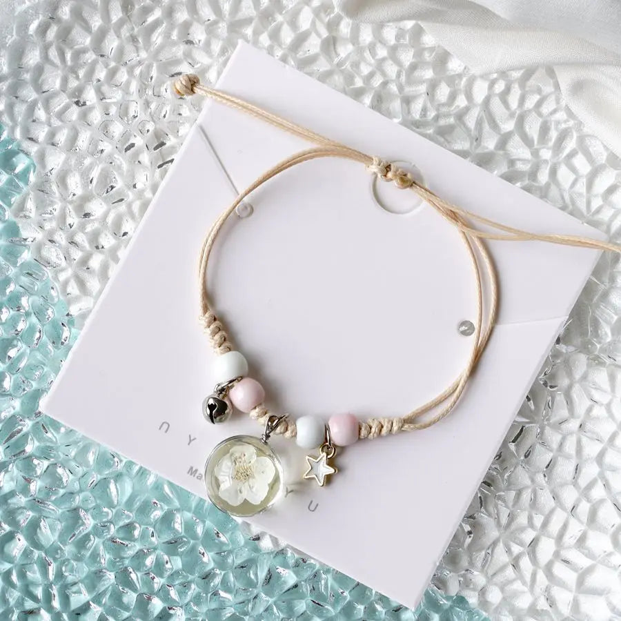 Peach Blossom Glass Flower Bracelet  Ceramic Jewelry Wholesale #YXS37