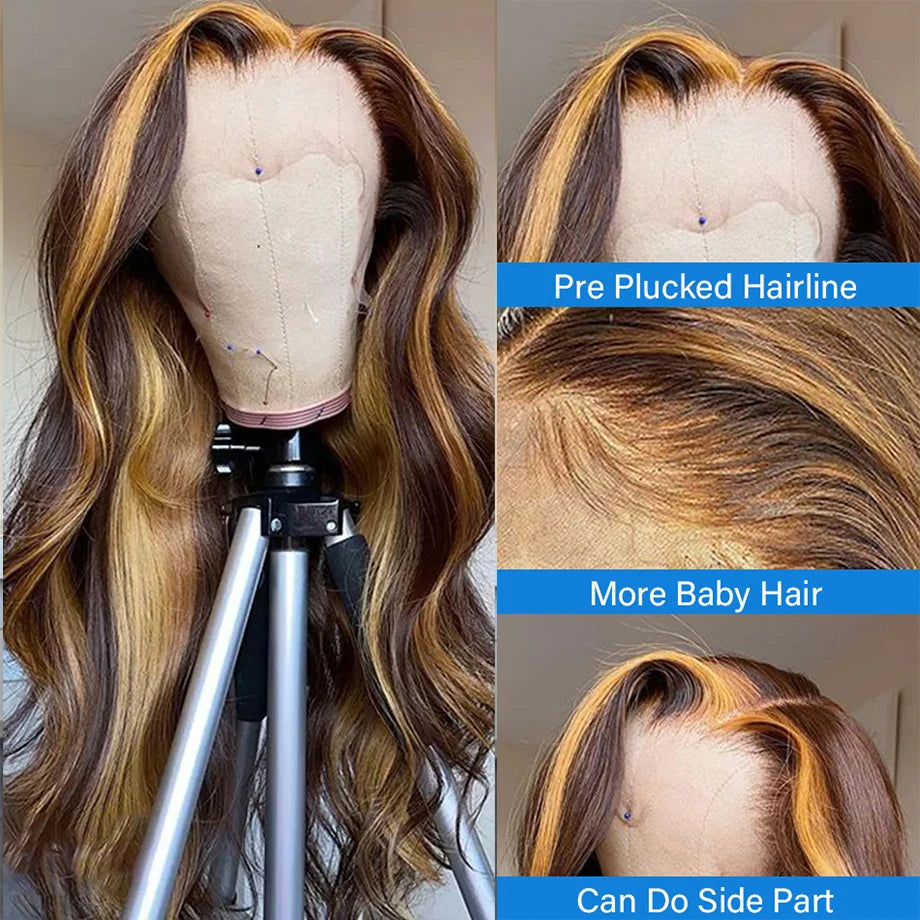 Highlight Wig Human Hair 13x4 Hd Lace Frontal Wig 30 40 Inch Brazilian Hair Wigs For Women Honey Blonde Body Wave Lace Front Wig