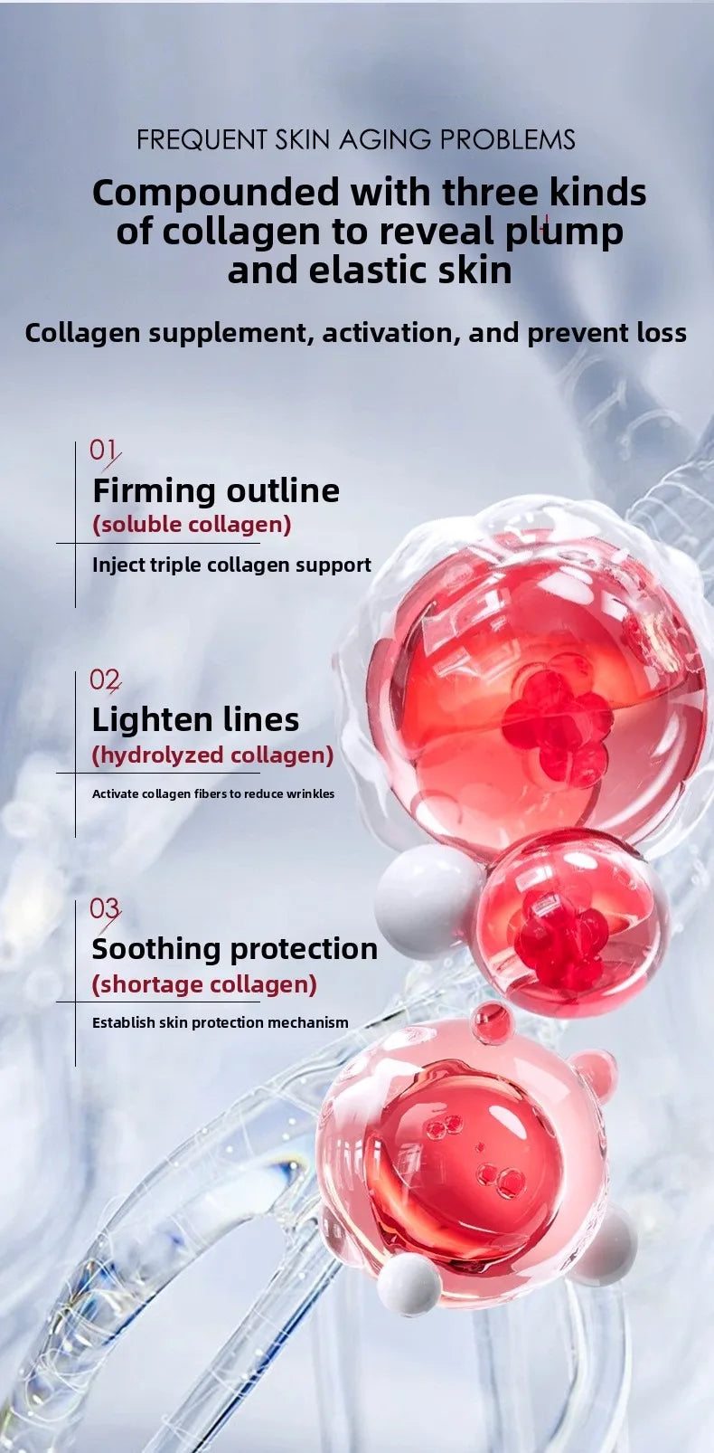 Serum Protein Essence  Anti- Wrinkle Face Serum  Fade Fine Lines Facial Moisturizing brightning Anti Aging Firming Skin Care