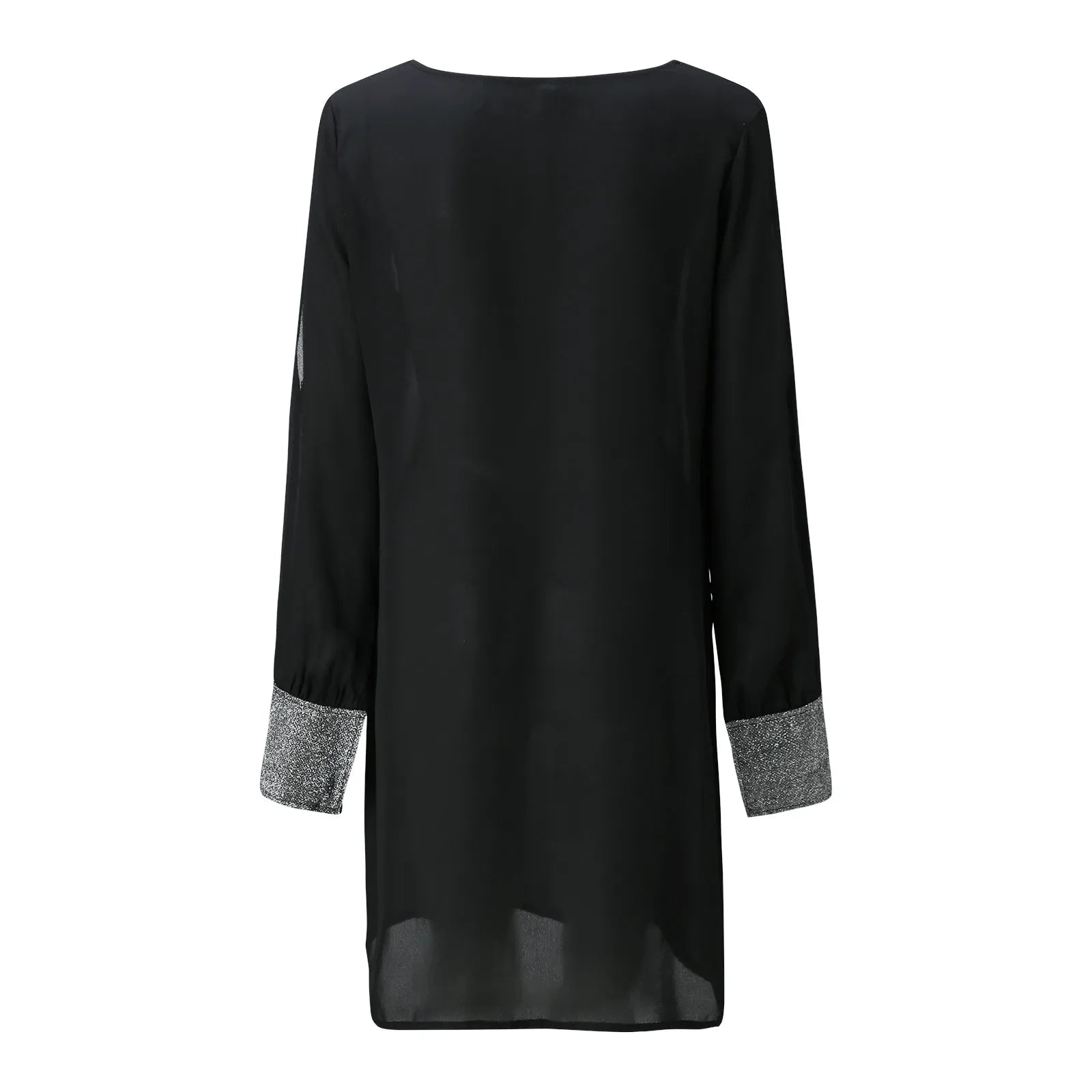 Dresses For Women 2025 Elegant Shiny Mesh Stitching Long Sleeve Robe Solid Color V Neck Mini Dress Evening Party Dresses Vestido