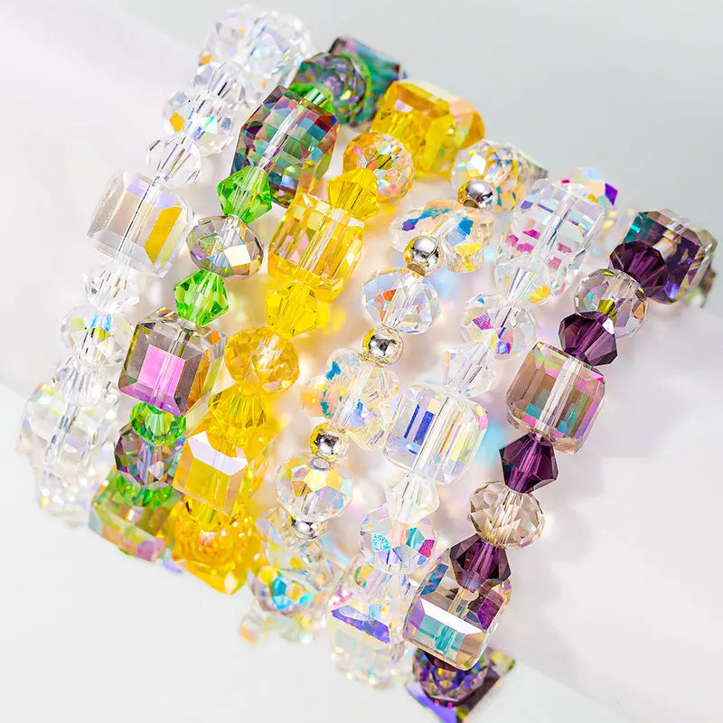 Crystals Beads Kit AB Color Bracelet Making Kit Glass Cube Sparkle Butterfly Beads for Jewelry Making Necklaces DIY Crafts