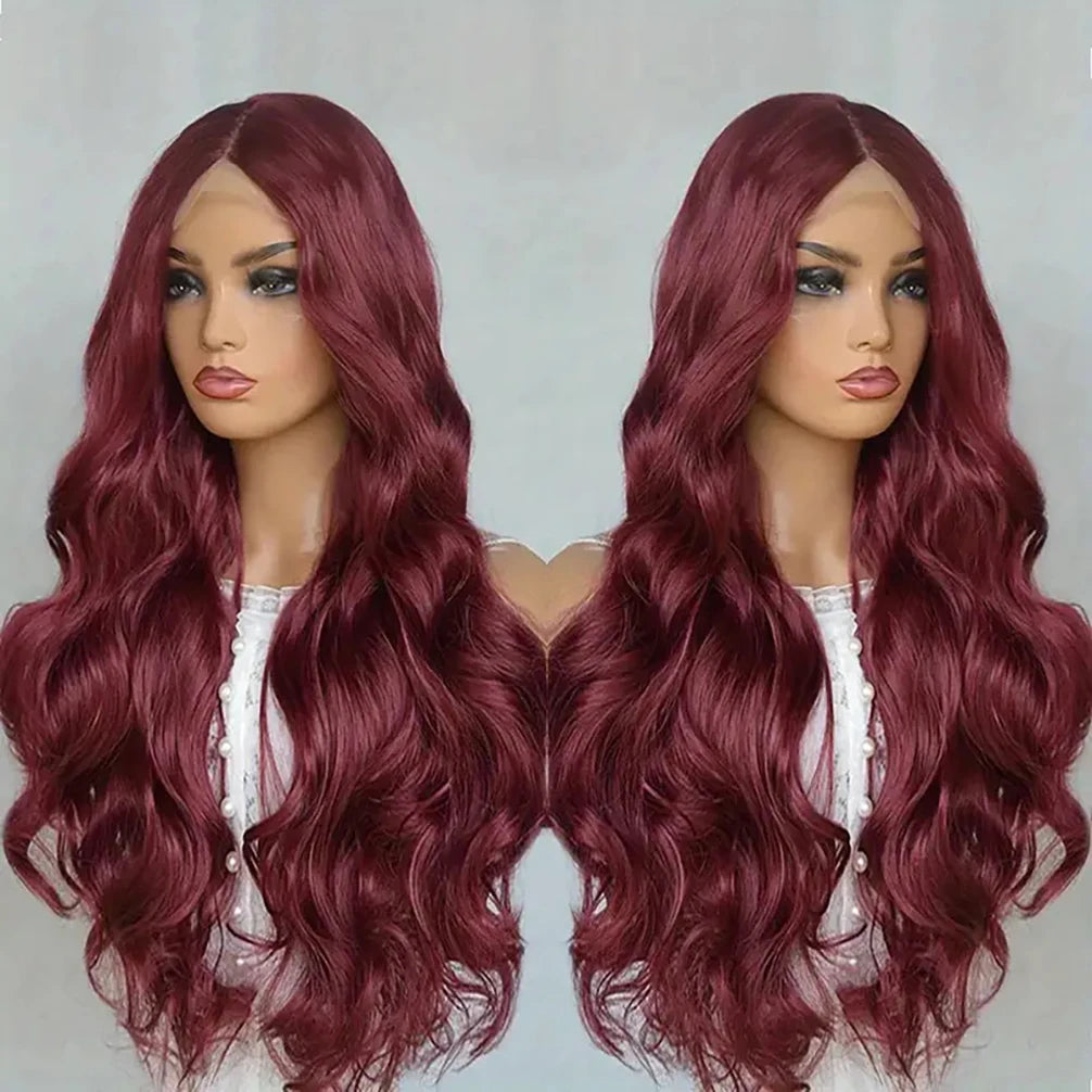 13x6 Hd Lace Frontal Wig Human Hair Wigs 99j Red Burgundy Colored Body Wave Human Hair Wigs  HD Transparent Lace Frontal wigs