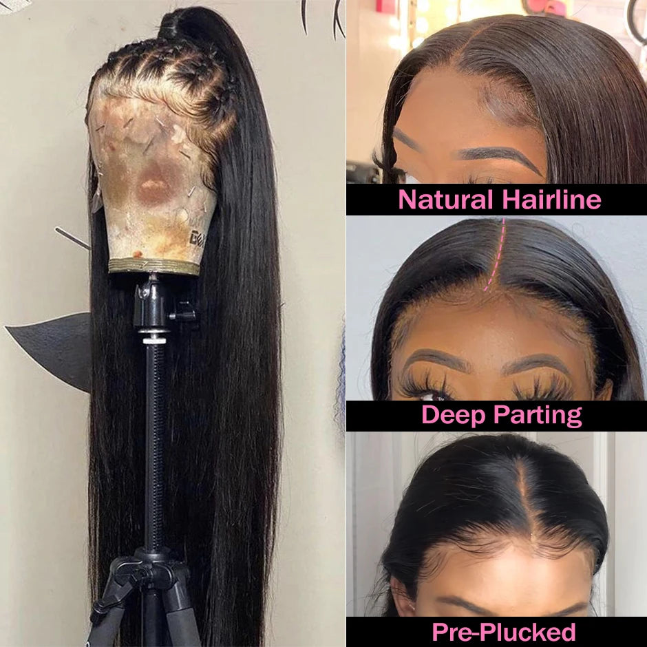 13X6 HD Transparent Lace Frontal Wig Brazilian Straight Lace Front Wigs For Women Human Hair PrePlucked Hairline OQ Hair