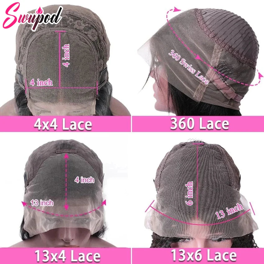 40 Inch 250% 13x6 Hd Lace Frontal Wig For Women 13x4 4x4 Closure Human Hair Wig Body Wave Curly Remy Black Glueless Preplucked