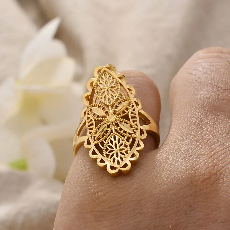 Rings for Women Gold Color Fashion Jewelry Rings Woman Girl,Wholesale Arab Jewelry Symbol of Wealth
