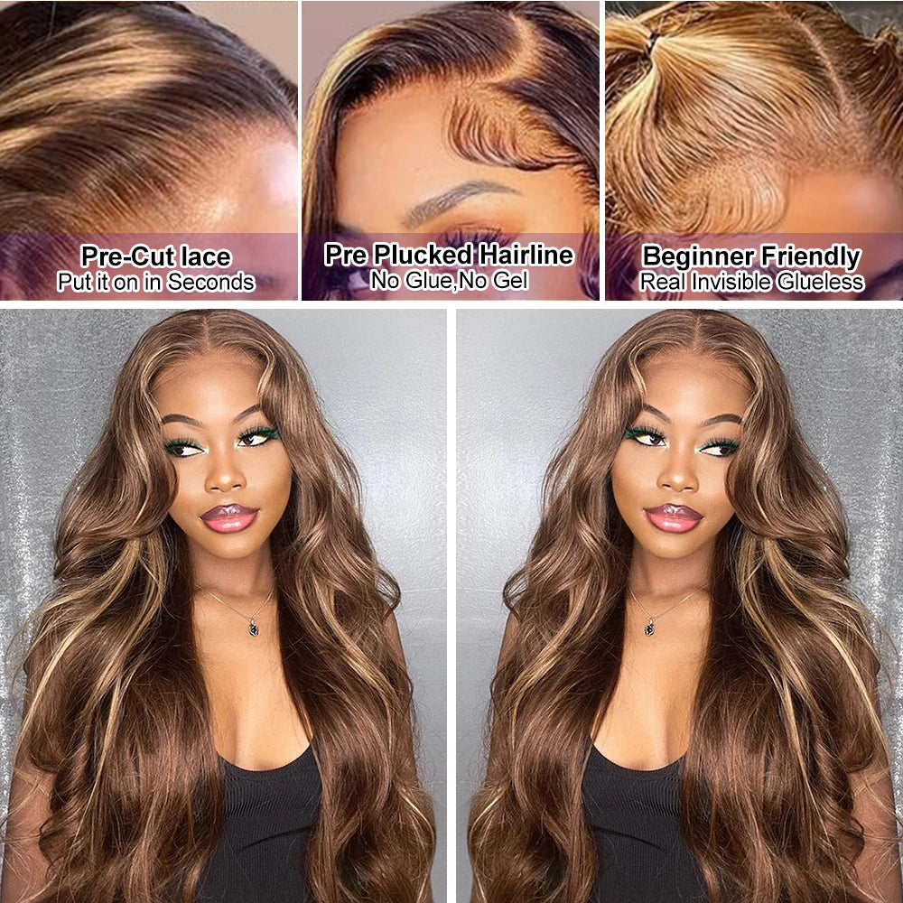 Highlight Wig 100% Human Hair 13x6 13x4hd Lace Frontal Wig Honey Blonde Lace Front Wigs Human Hair Body Wave 4x4 Closure Wig