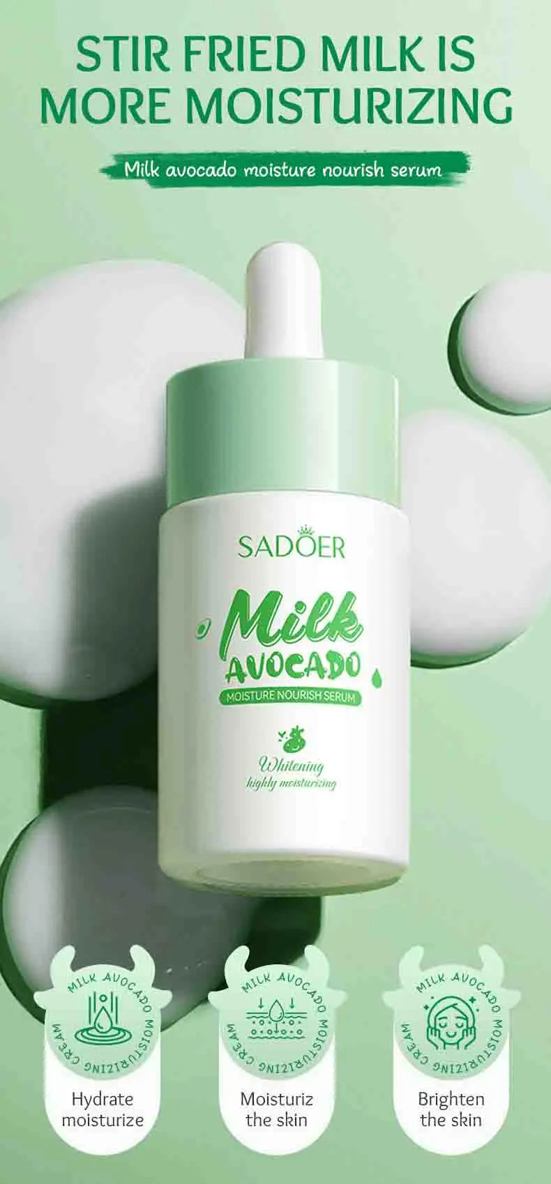 SADOER Milk Fruits Facial Serum for Face skincare Moisturizing Firming Hydrating Facial Essence Beauty Face Skin Care Products