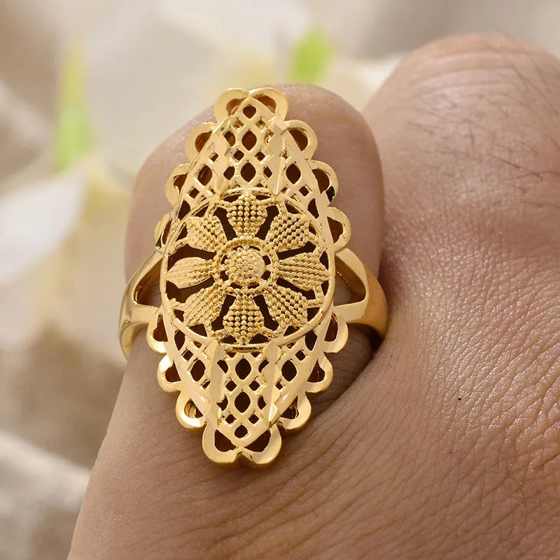 Rings for Women Gold Color Fashion Jewelry Rings Woman Girl,Wholesale Arab Jewelry Symbol of Wealth