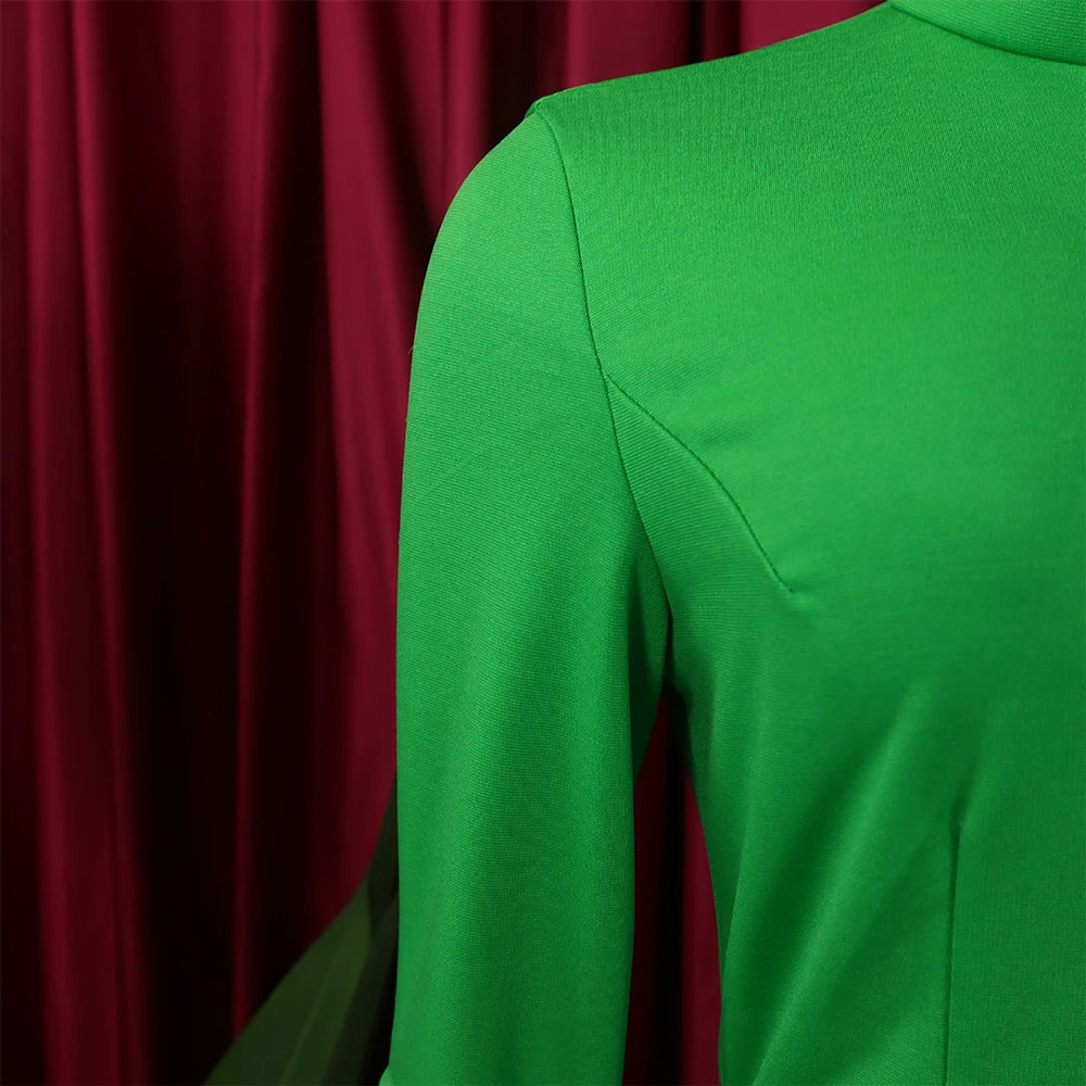 Dresses for Women 2024 New Skew Collar Full Sleeve Solid Sheath Package Hips Mid Calf Professional African Business Work Dress