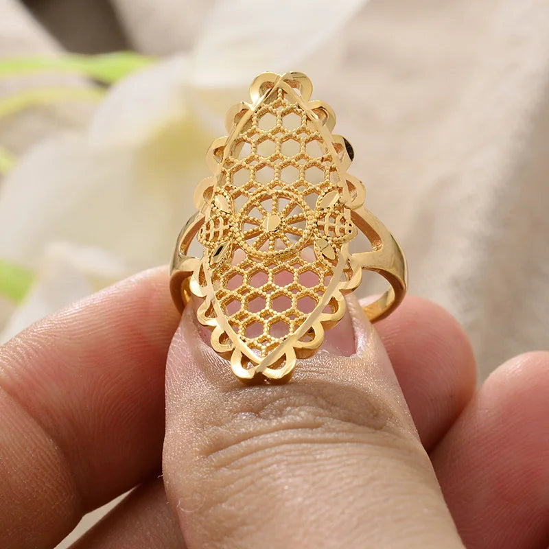 Rings for Women Gold Color Fashion Jewelry Rings Woman Girl,Wholesale Arab Jewelry Symbol of Wealth