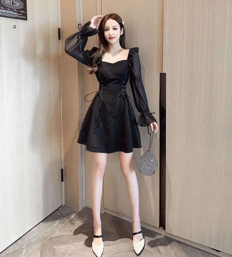 Female Dresses  Coquette Women's DressSilk Satin Chiffon Sexy Black Holiday New Features Korean Style Clothing Cheap Casual X In