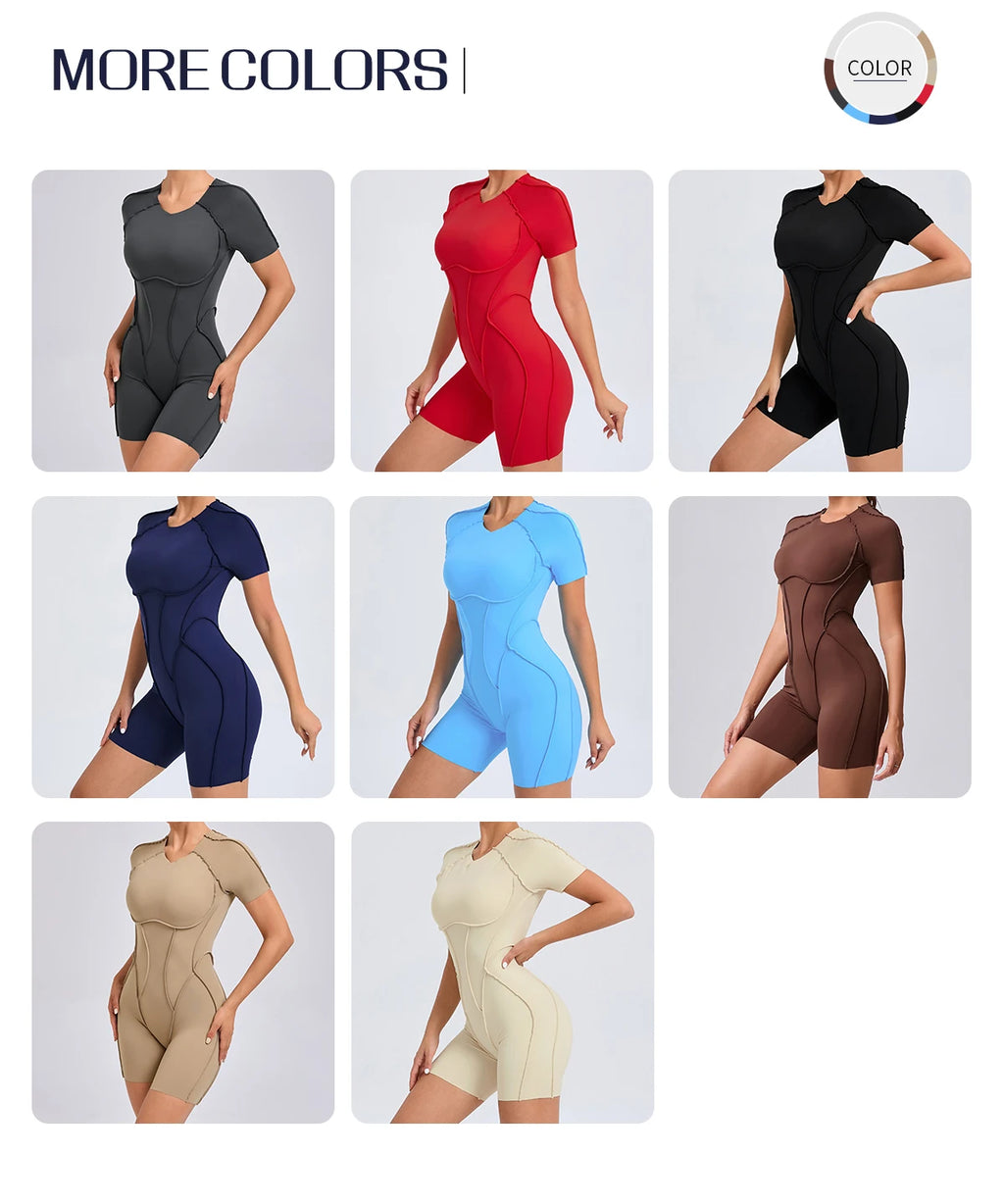 Short Jumpsuit Gym Clothes For Women Sportswear Fitness Overalls Backless Scrunch Booty Yoga Suit Sports Set Outfit