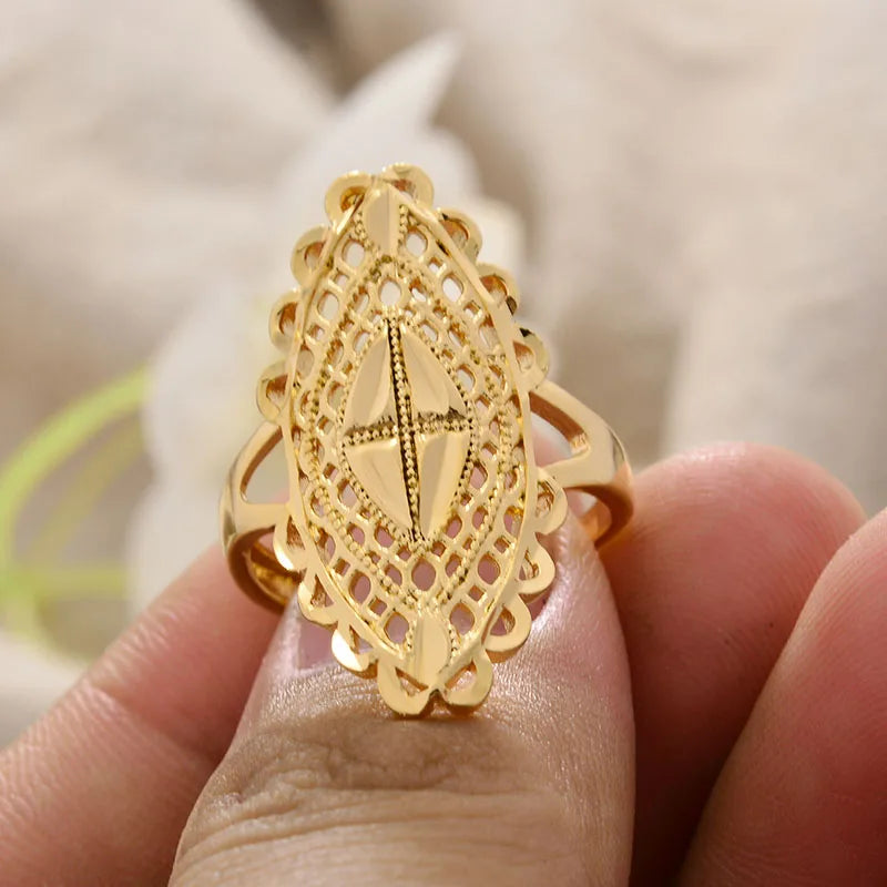 Rings for Women Gold Color Fashion Jewelry Rings Woman Girl,Wholesale Arab Jewelry Symbol of Wealth
