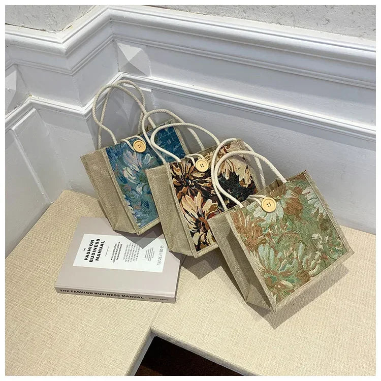 Women Ins Style Portable Hand Bag Linen Bag Students Handbags Fashion Ladies Top-handle Bags Designer Luxury Сумка Женская Bolsa