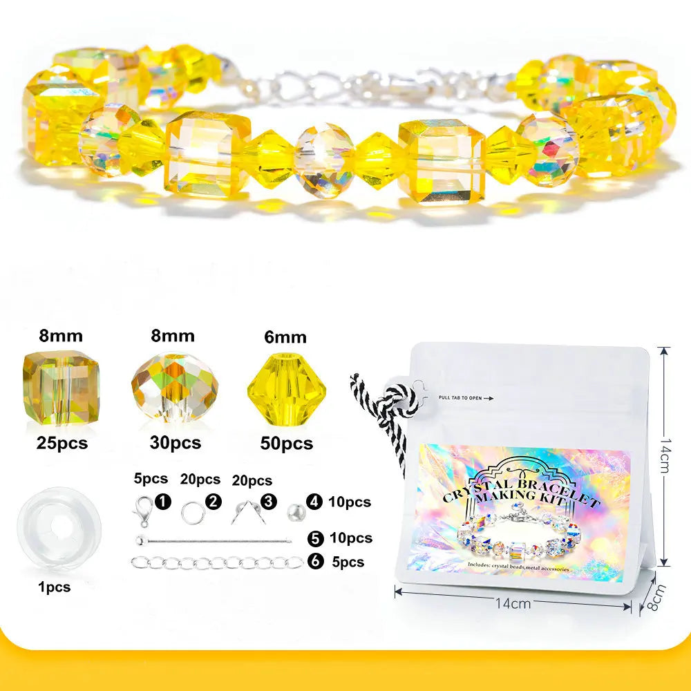 Crystals Beads Kit AB Color Bracelet Making Kit Glass Cube Sparkle Butterfly Beads for Jewelry Making Necklaces DIY Crafts