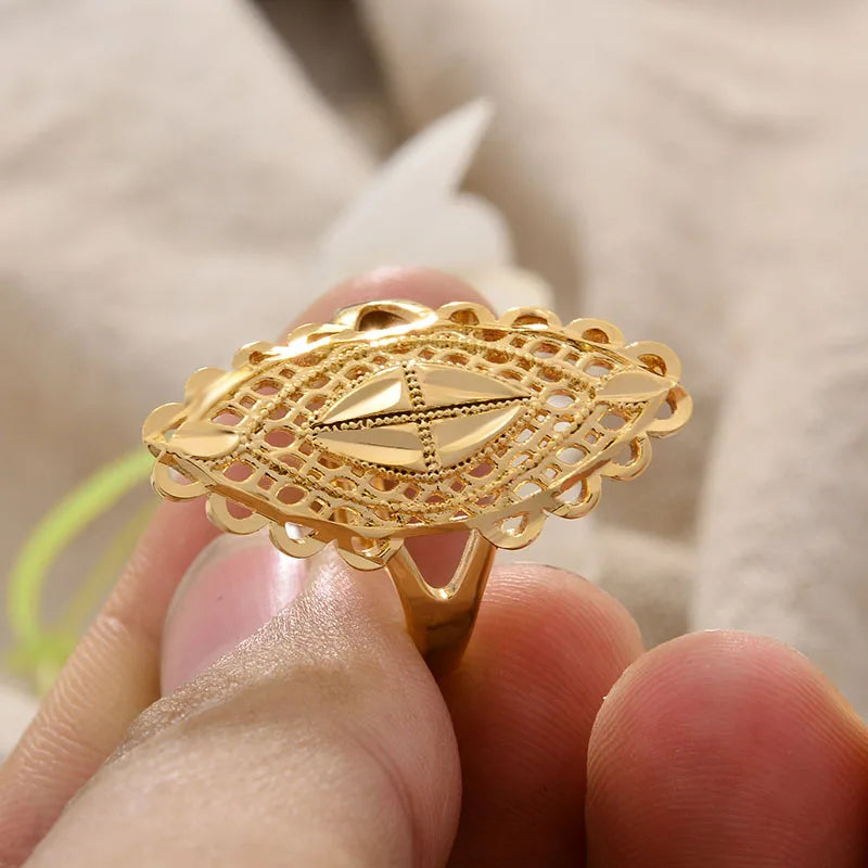 Rings for Women Gold Color Fashion Jewelry Rings Woman Girl,Wholesale Arab Jewelry Symbol of Wealth