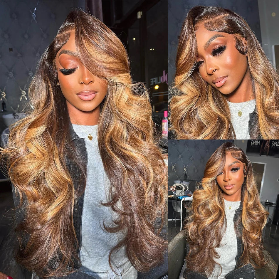 Highlight Wig Human Hair 13x6 Hd Lace Frontal Wig Natural Hairline Pre Plucked 40 Inch 13x4 Honey Blond Body Wave Lace Front Wig