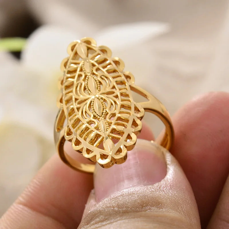 Rings for Women Gold Color Fashion Jewelry Rings Woman Girl,Wholesale Arab Jewelry Symbol of Wealth
