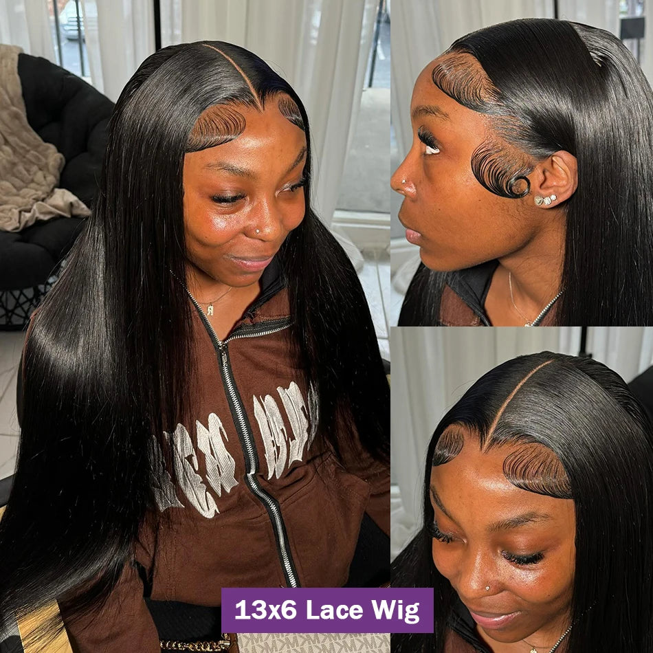 220 Density 13x6 Hd Transparent Human Hair Lace Frontal Wig 13x4 Bone Straight Lace Front Wig 360 PrePlucked Lace Wigs For Women