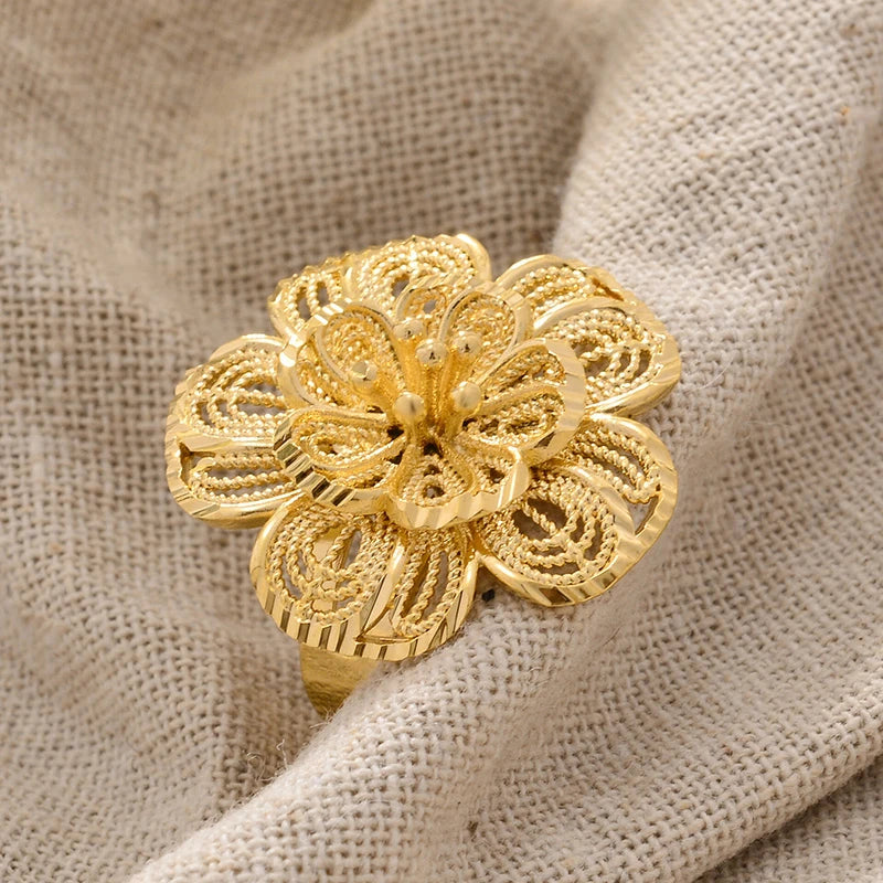 Rings for Women Gold Color Fashion Jewelry Rings Woman Girl,Wholesale Arab Jewelry Symbol of Wealth