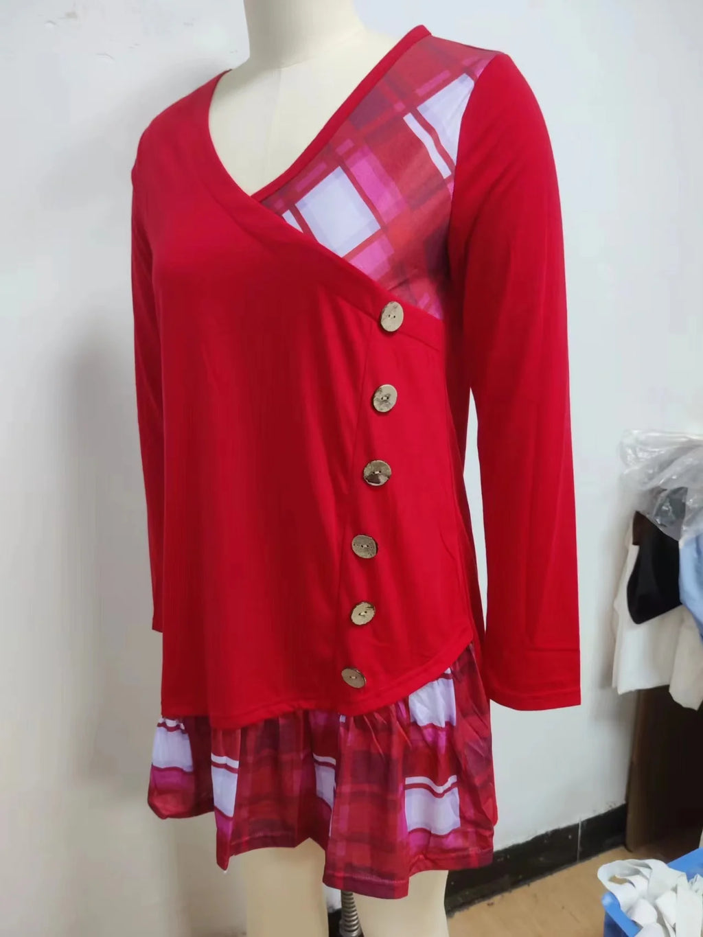 Dresses for Women European and American autumn and Winter Elegant Everyday Loose Party Dress Buttons Long Sleeve Dress