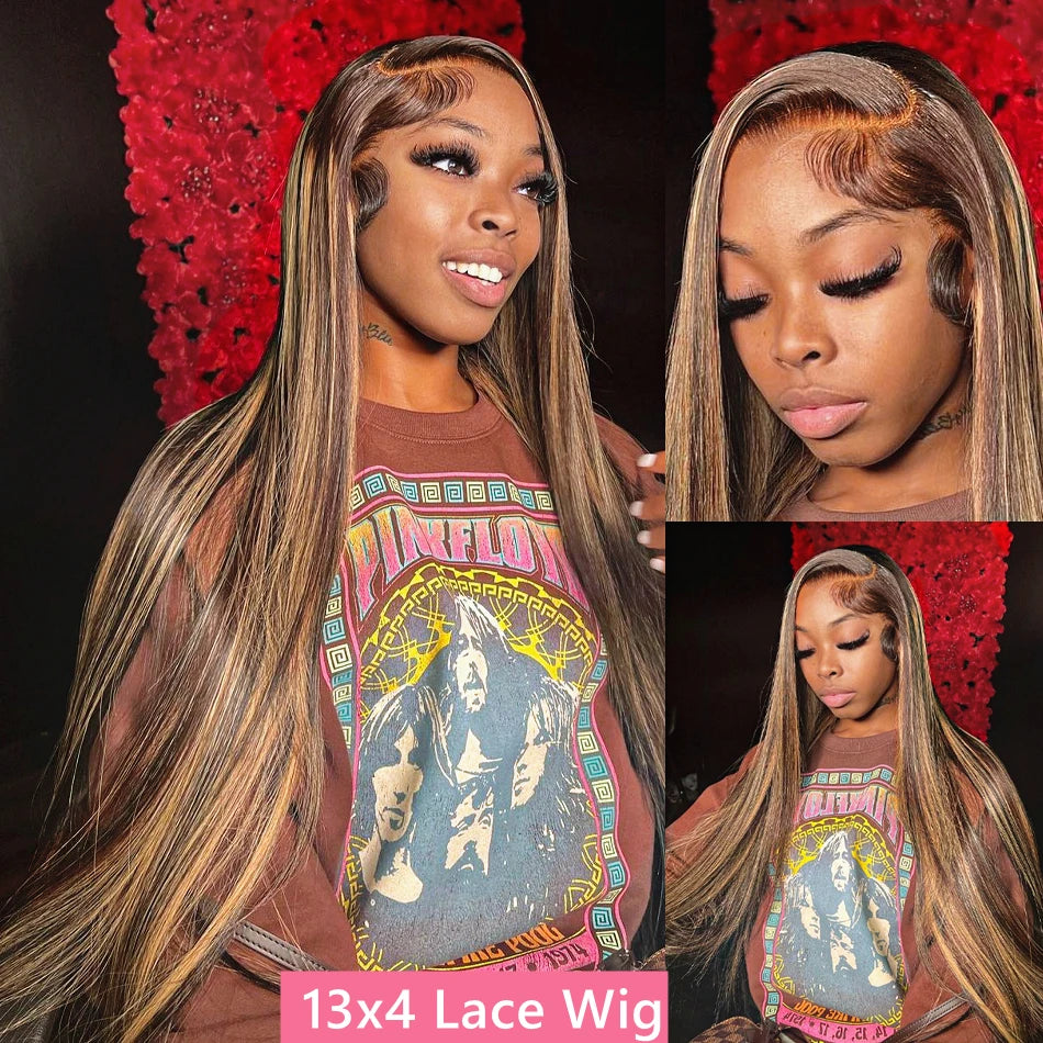 Highlight Wig Human Hair 13x4 13x6 Hd Lace Frontal Wig Ombre Honey Blonde 360 Straight Hd Lace Front Human Hair Wigs For Women