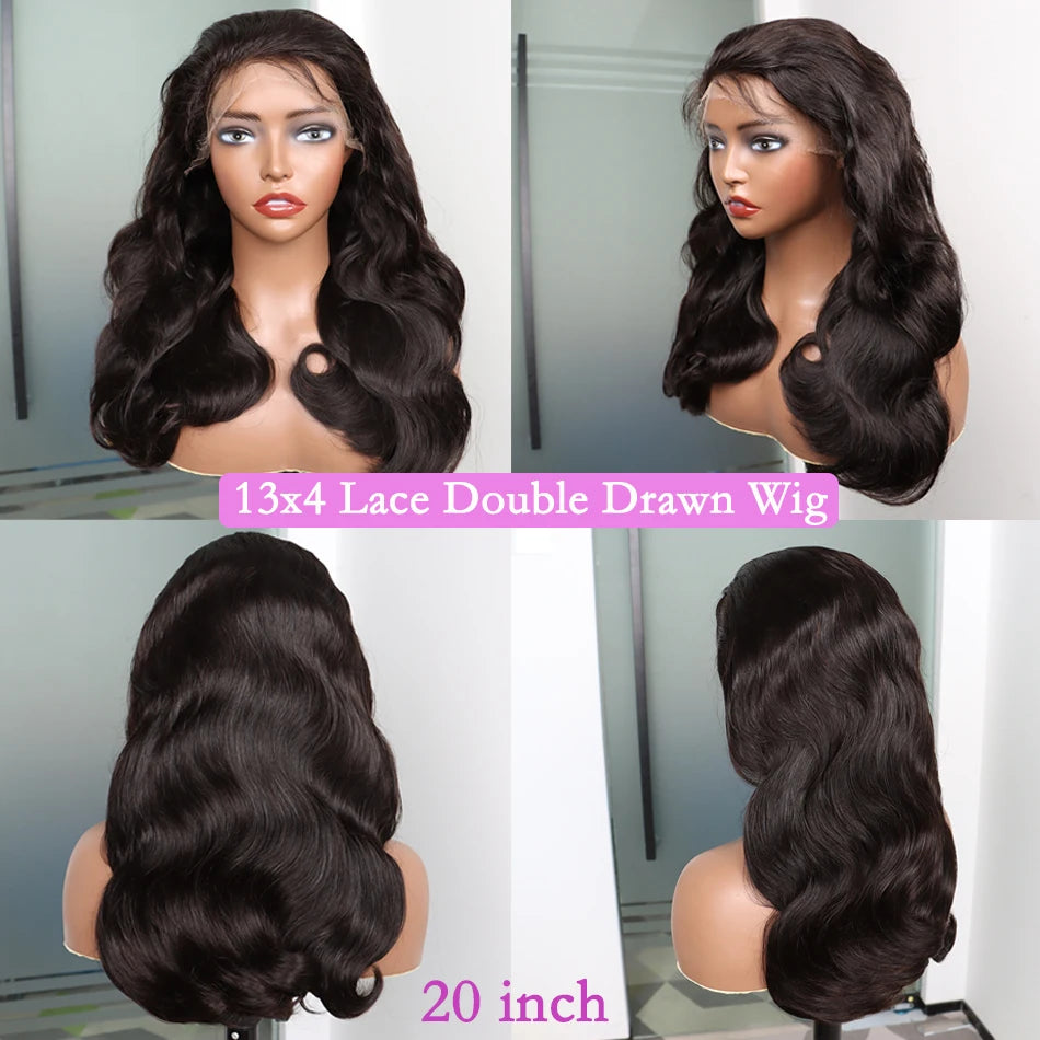 Super Double Drawn Human Hair Wigs HD Lace Body Wave 13x4 Lace Frontal Wig 200 250% Density Vietnamese Raw Virgin Hair For Women