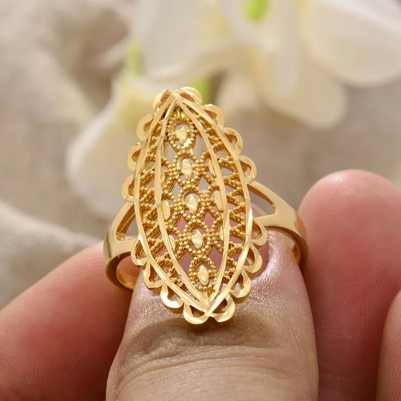 Rings for Women Gold Color Fashion Jewelry Rings Woman Girl,Wholesale Arab Jewelry Symbol of Wealth