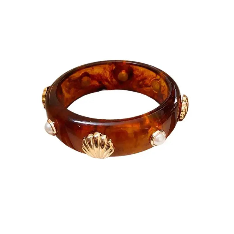 Bohemian Shell Resin Braclets For Women Geometric Hyperbole Vintage Bangles Jewelry Fashion Elegant Acrylic Pulseras