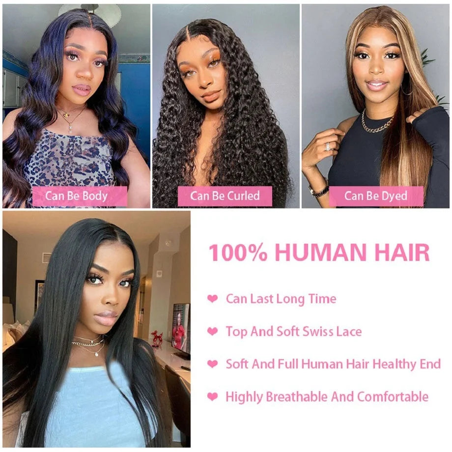 13x6 Lace Front Human Hair Wig 13x4 Bone Straight Hd Transparent 30 Inch 360 Brazilian Pre Plucked Lace Frontal Wigs For Women