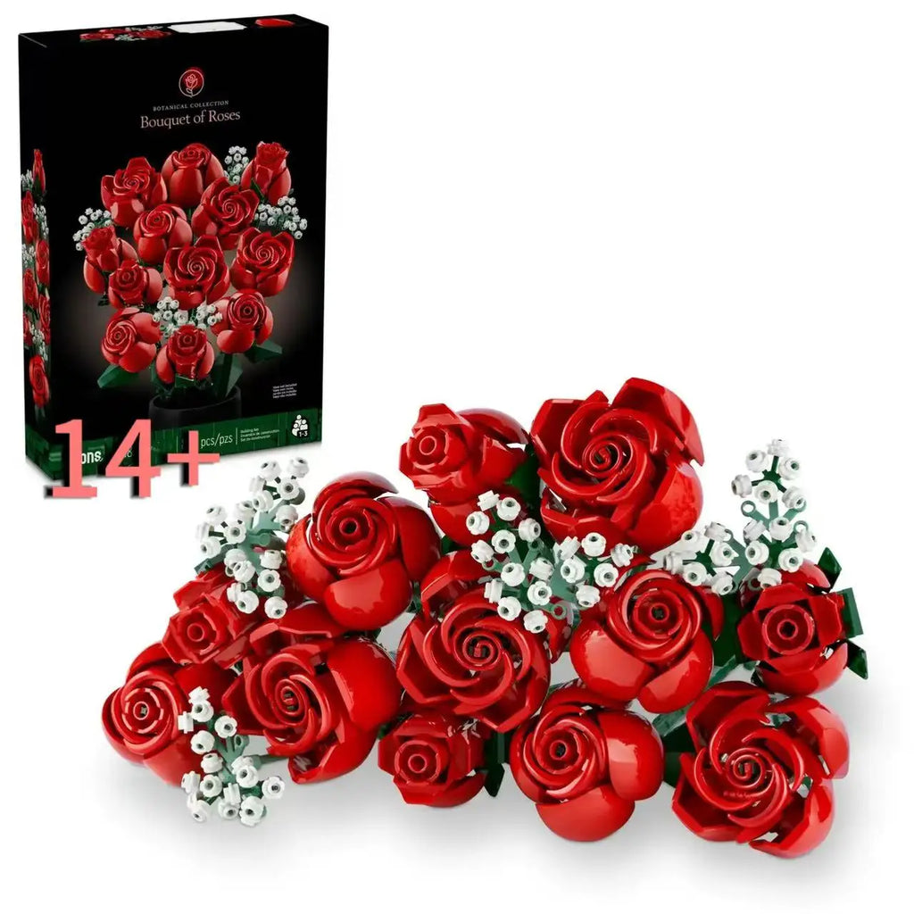 Creative Icon Rose Bouquet 10328 Brick Set Artificial Flowers for Home Decoration Anniversary Birthday Gifts
