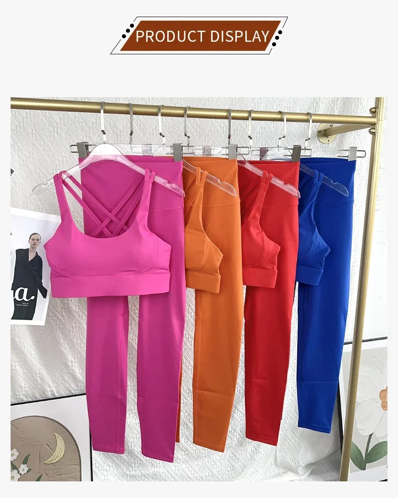 2 Piece Yoga Clothes Women's AthleticWear Gymwear Workout Clothes Gym Crop Top High Waist Legging Fitness Bra Set Sports Suits👚