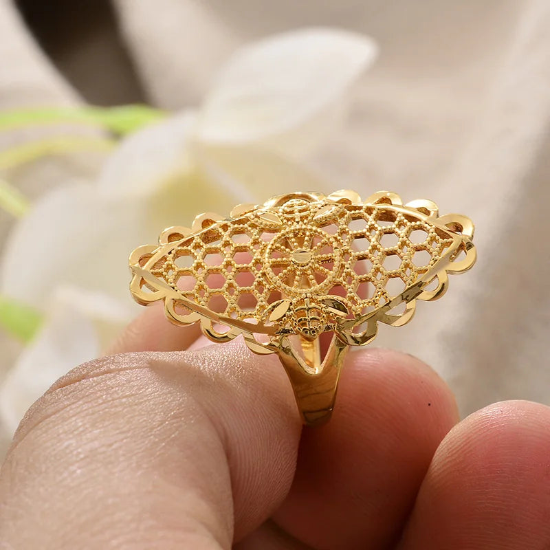 Rings for Women Gold Color Fashion Jewelry Rings Woman Girl,Wholesale Arab Jewelry Symbol of Wealth