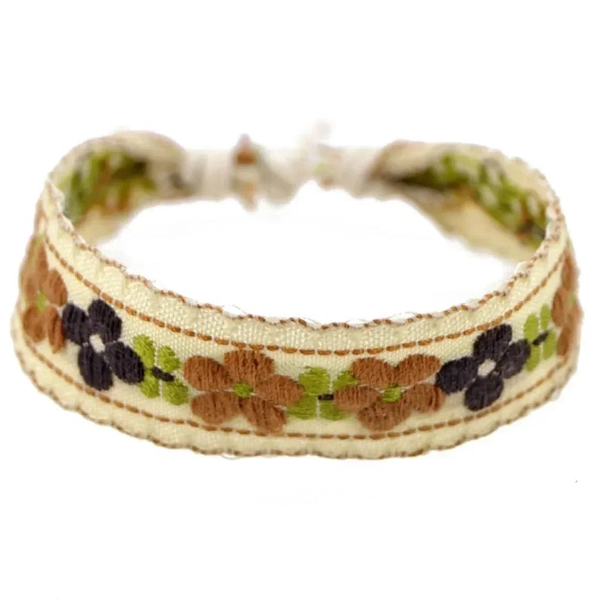1pcs Boho Strawberry Flower Embroidered Bracelet for Kids Handmade Braided Bracelet