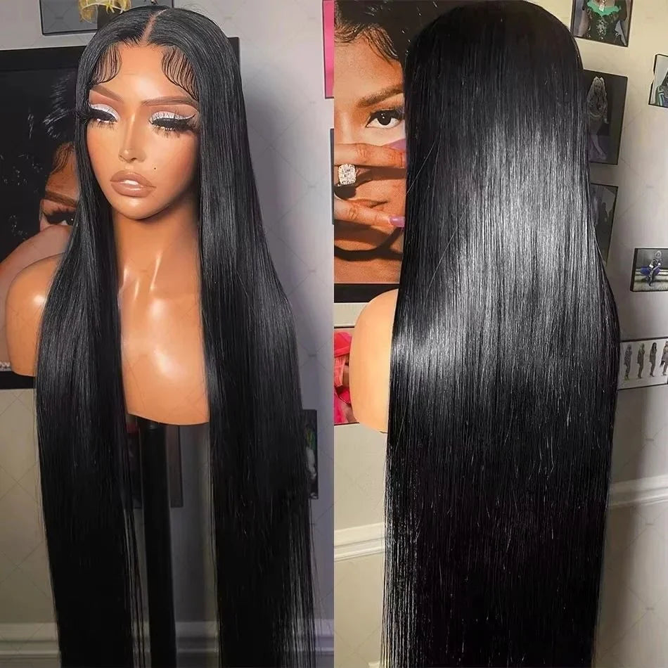 40 Inch 13x6 Hd Lace Bone Straight Hd Transparent Human Hair Lace Frontal Wig 13x4 Hd Lace Front Wig 360 Pre Plucked Lace Wigs