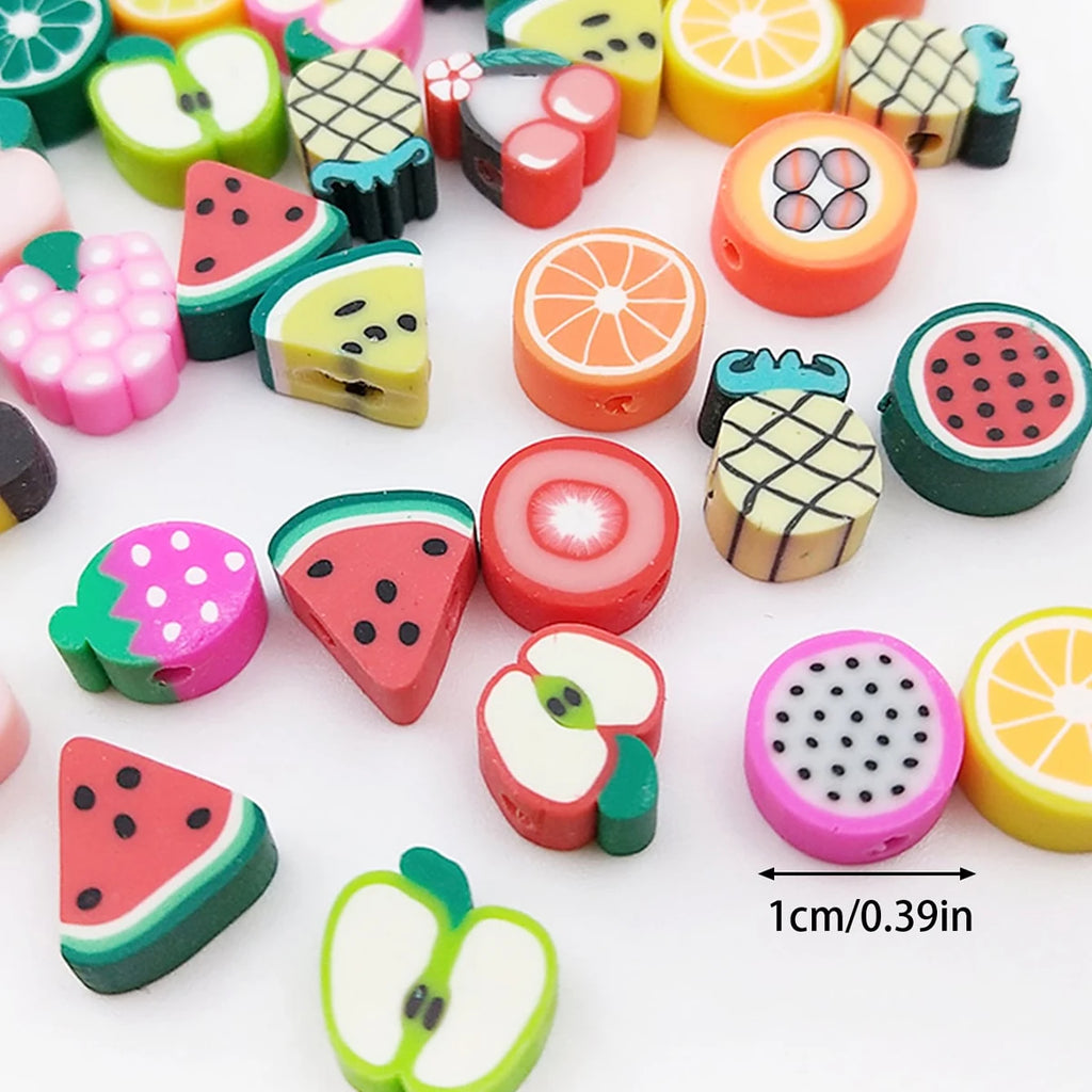 30 Mixed Fruit Clay Spacer Beads for DIY Bracelet, Necklace, Earring, Jewelry Crafts Making