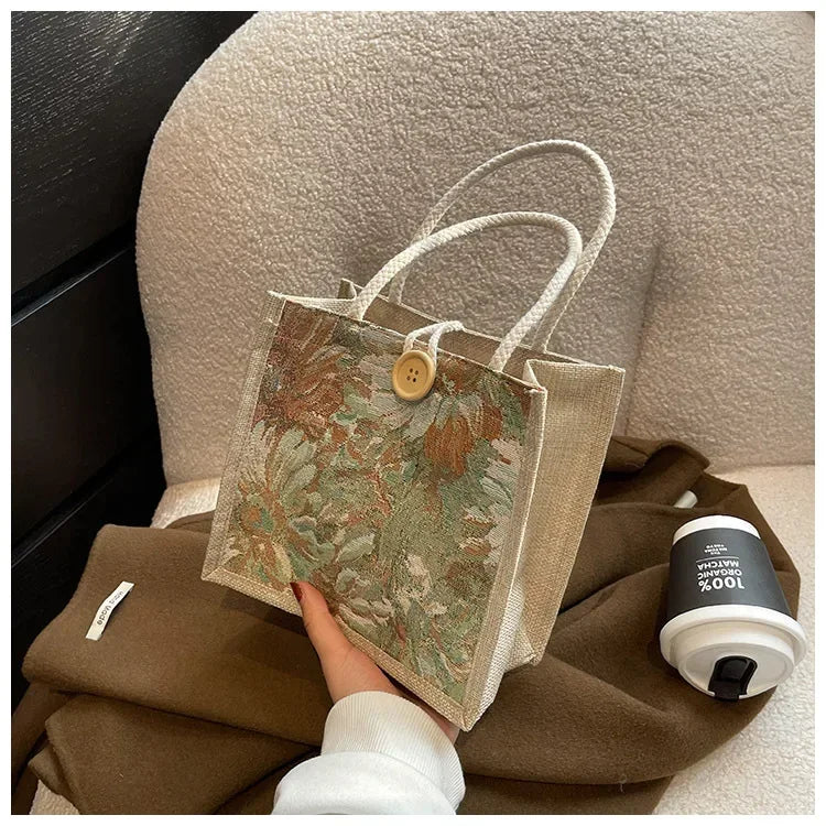 Women Ins Style Portable Hand Bag Linen Bag Students Handbags Fashion Ladies Top-handle Bags Designer Luxury Сумка Женская Bolsa