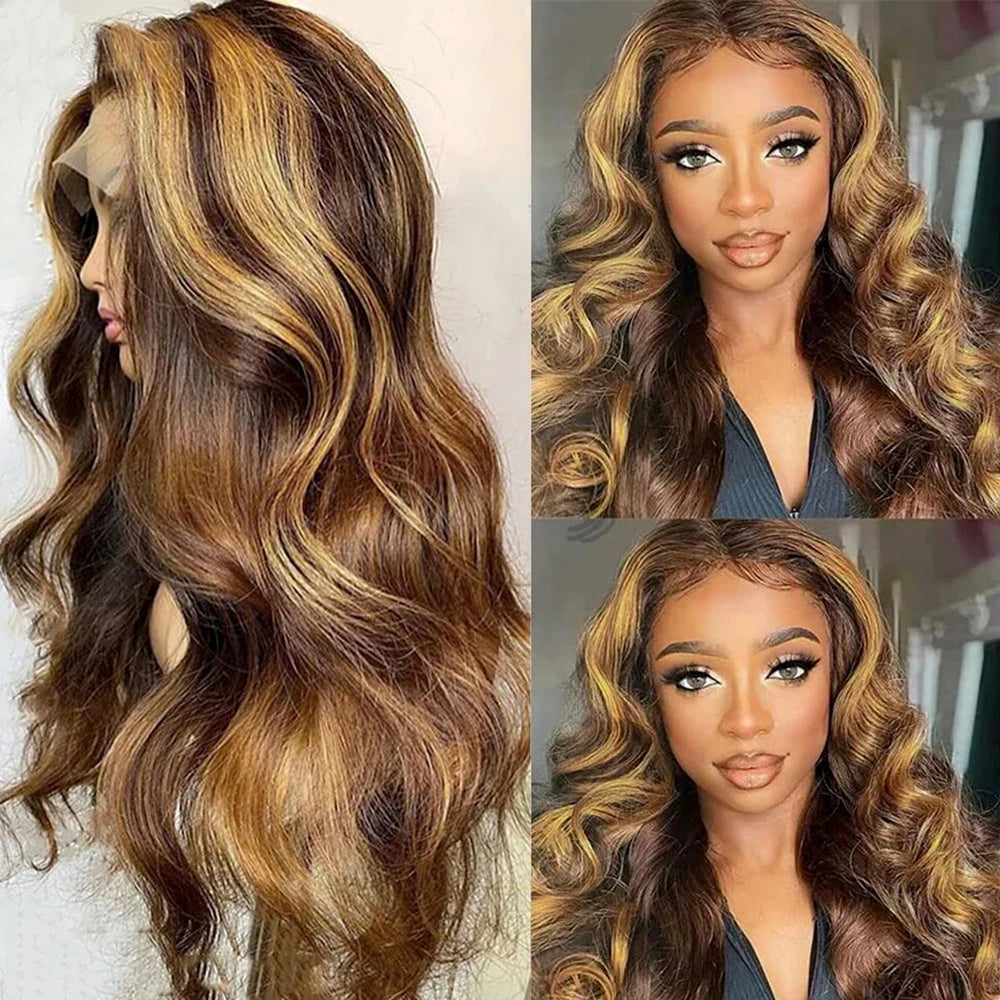 Highlight Wig Human Hair 13x4 Lace Frontal Wig Colored Human Hair Wigs For Women 30 Inch Honey Blonde Body Wave Lace Front Wig