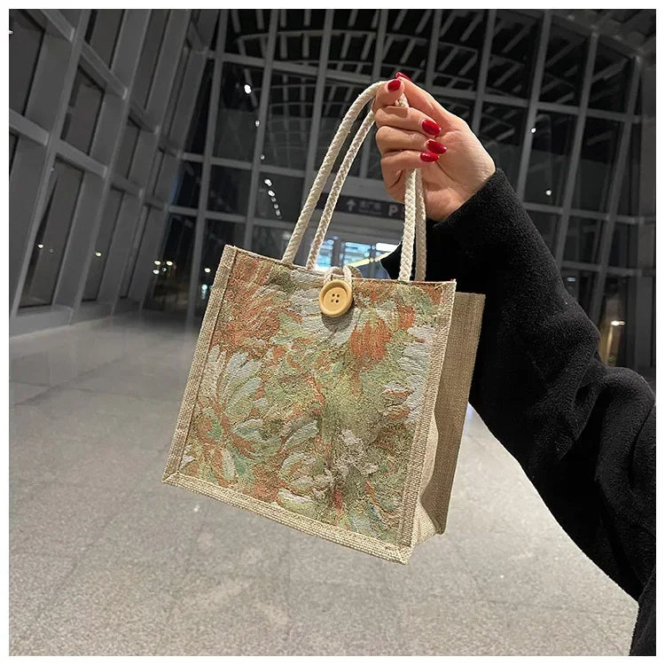 Women Ins Style Portable Hand Bag Linen Bag Students Handbags Fashion Ladies Top-handle Bags Designer Luxury Сумка Женская Bolsa